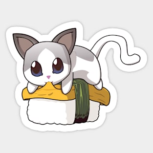 White Cat Tamago Sushi Sticker